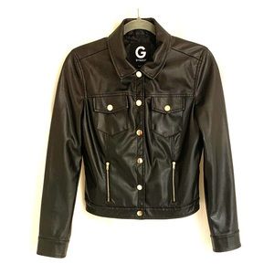 Guess Faux Leather Jacket Black